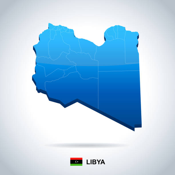 libia - mapa i flaga - szczegółowa ilustracja wektorowa - libya flag libyan flag three dimensional shape stock illustrations