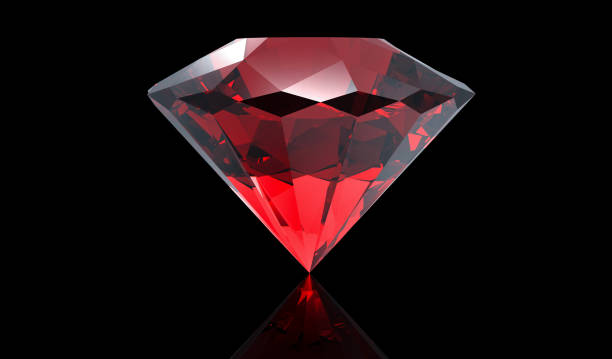 istock Big red diamond isolated on black background 916625262