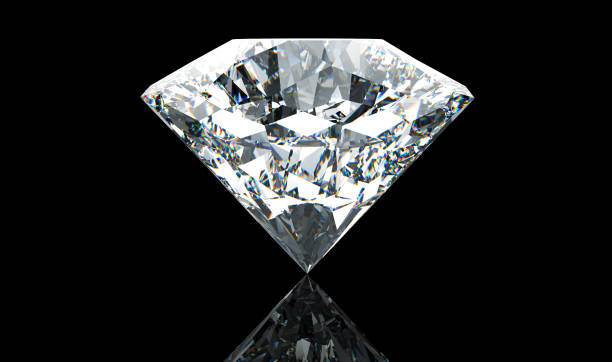 istock Big white diamond isolated on black background 916625264