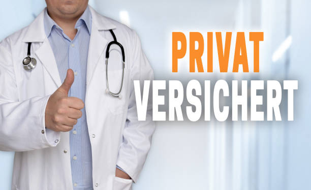 istock Privat Versichert (in german private insurance) concept and doctor with thumbs up 916625292