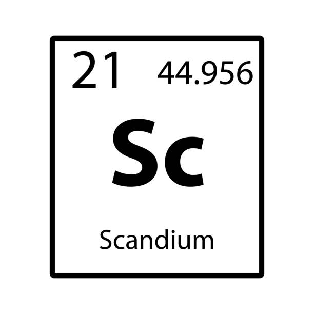 ilustrações de stock, clip art, desenhos animados e ícones de scandium periodic table element icon on white background vector - scandium