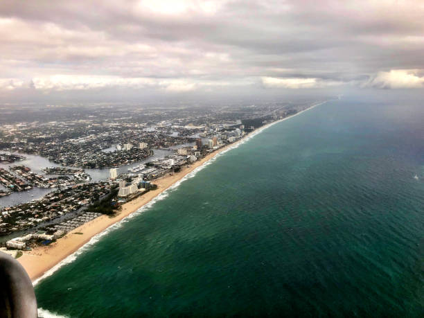 aerial view of the south Florida coast during a storm