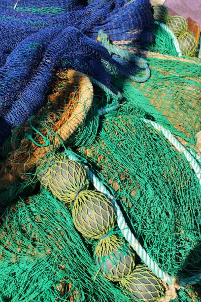 istock Fishing nets background in the port 916635720