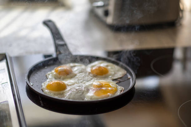 istock What's for breakfast? Eggs cooking on an electric induction hob. 916636790