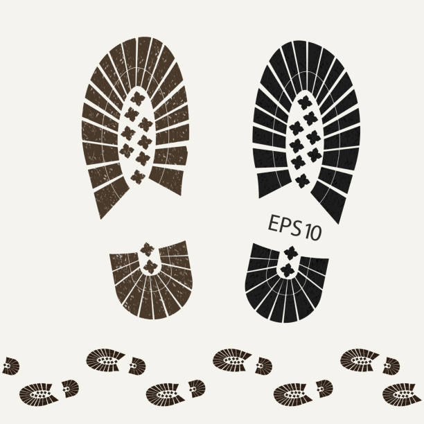 illustrazioni stock, clip art, cartoni animati e icone di tendenza di stivaletti da trail militari con suole testurate - vector eps10 - anfibio
