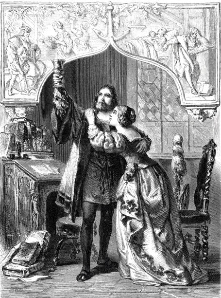 istock Man holds his drinking cup up in the air, embraced by his wife 916642638