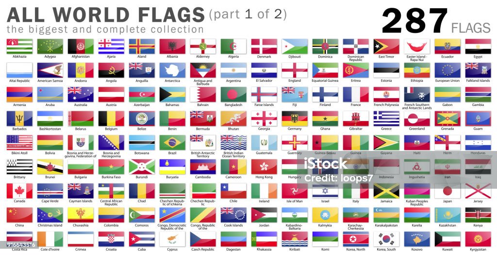 All World Flags - 287 items - part 1 of 2 All Vector Illustration World Flags Flag Stock Photo