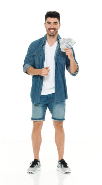 istock Casual man holding US cash 916644024