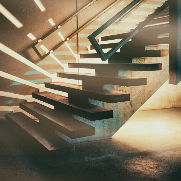Concrete stairs – Abstract background concept – Digitally edited image