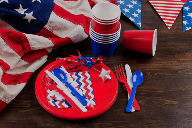 istock patriotic table setting, 4th july, US memorial day, independence day 916661104