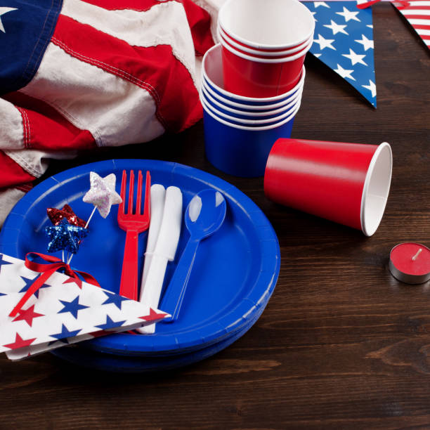 istock patriotic table setting, 4th july, US memorial day, independence day 916661158