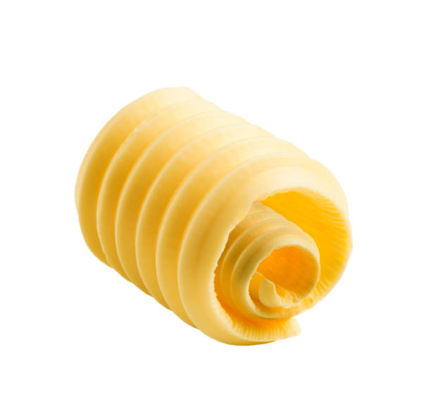 istock Slice of butter decoratively curled over itself 91666918
