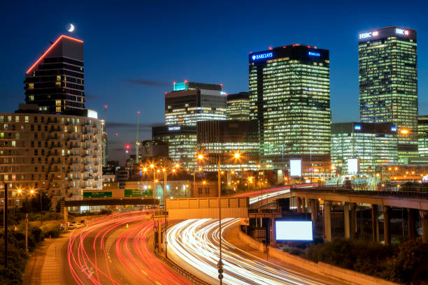 istock London's Canary Wharf financial district at dusk 916669660