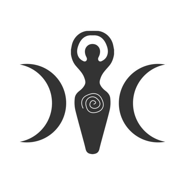 Vector illustration for Wiccan community: Spiral Goddess also known as Luna or Triple Goddess symbol. Triple Spiral deity symbol. Vector illustration for Wiccan community: Spiral Goddess also known as Luna or Triple Goddess symbol. Triple Spiral deity symbol. goddess stock illustrations