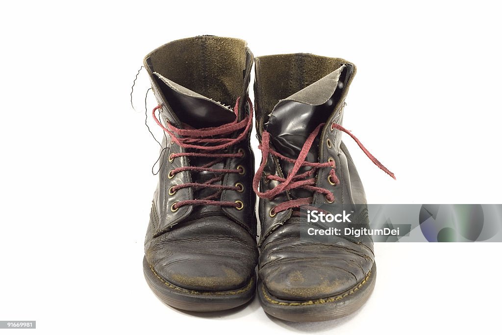 Old worn out black boots  Color Image Stock Photo