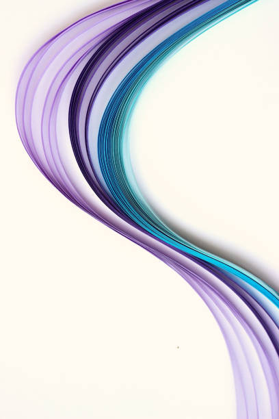 istock Blue and violet paper stripes on white background; abstract lines background 916699928