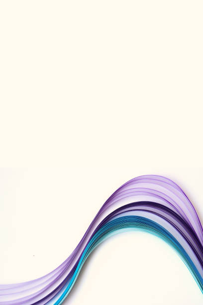 istock Blue and violet paper stripes on white background; abstract lines background 916700924
