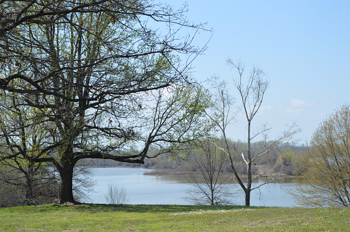 The Poteau River as viewed from the Fort Smith National Historic Site in Fort Smith Arkansas.