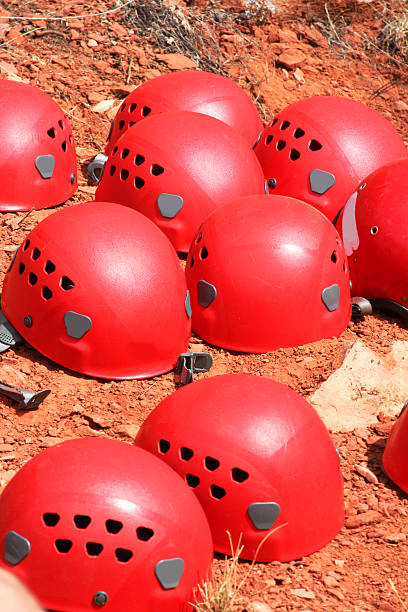Red Rock Climbing Helmets stock photo
