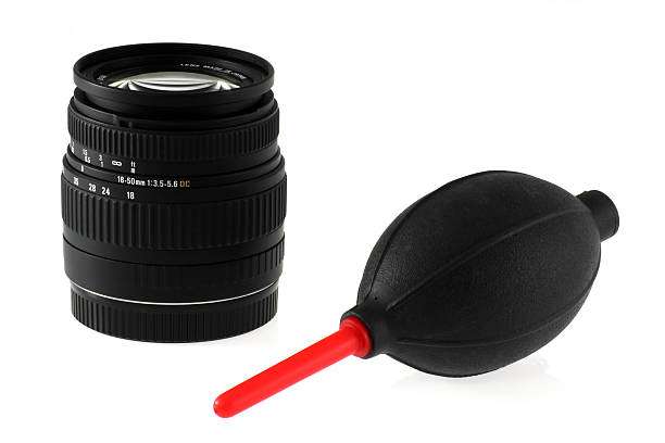 Lens and blowbrush stock photo