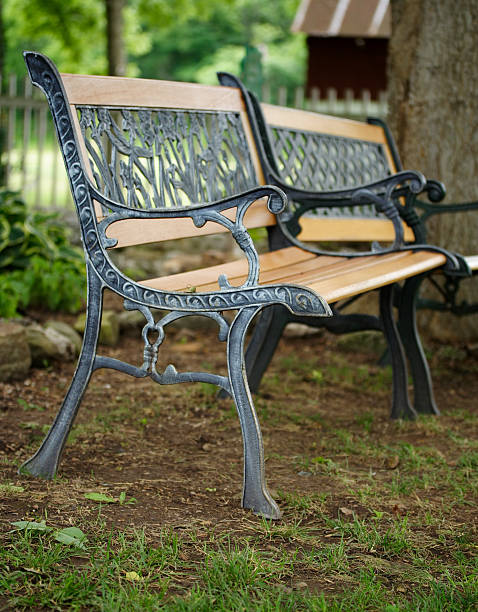 istock Pair of Park Benches 91672278