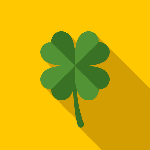 Lucky Shamrock Flat Design St. Patrick's Day Icon A flat design styled romance and Saint Patrick’s Day icon with a long side shadow. Color swatches are global so it’s easy to edit and change the colors. clover leaf stock illustrations