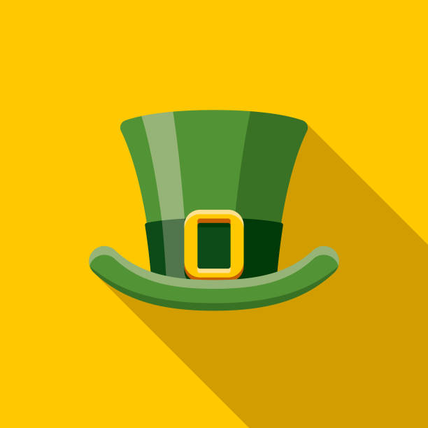 Top Hat Flat Design St. Patrick's Day Icon A flat design styled romance and Saint Patrick’s Day icon with a long side shadow. Color swatches are global so it’s easy to edit and change the colors. leprechaun hat stock illustrations