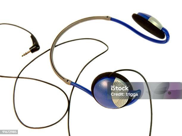 Headphones Stock Photo - Download Image Now - Audio Equipment, Blue, Cable