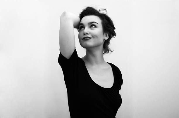 istock Beautiful woman in black and white 91674886