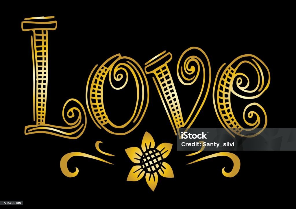 Cinta Huruf Tangan Dan Elemen Coret Ilustrasi Bentuk Hati Simbol Cinta