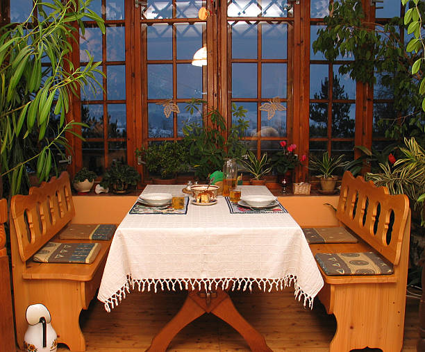 dining room with wooden furniture