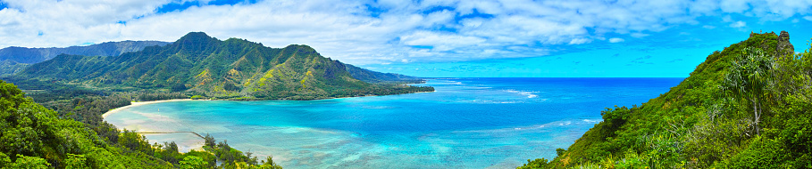 awesome view from the helicopter on kauai´s famous nā pali coastline, hawaii islands, usa.
