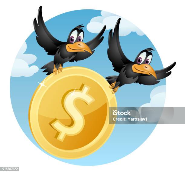 Vol De Corbeaux Porte Le Symbole Du Dollar Am ricain Cartoon Style vol-de-corbeaux-porte-le-symbole-du-dollar-am-ricain-cartoon-style