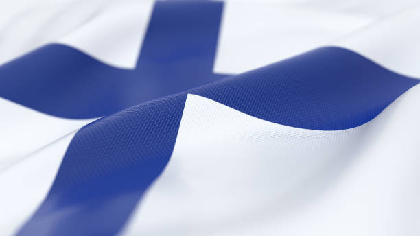 Close up view of a Finnish flag