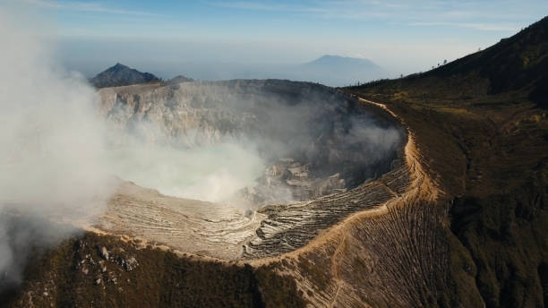 istock Volcanic crater, where sulfur is mined 916782176