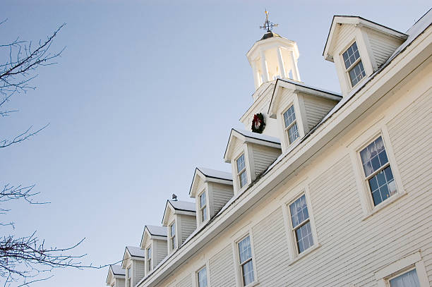 Windows and bell tower stock photo