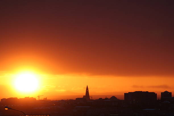 Reykjavik sunset stock photo