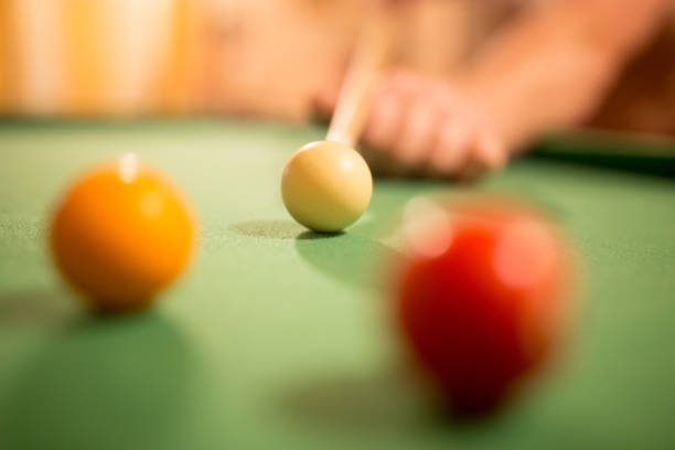 istock Board game with balls and cue billiards 916785684