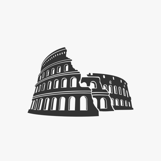 kolosseum-vektor-symbol - coliseum stock-grafiken, -clipart, -cartoons und -symbole