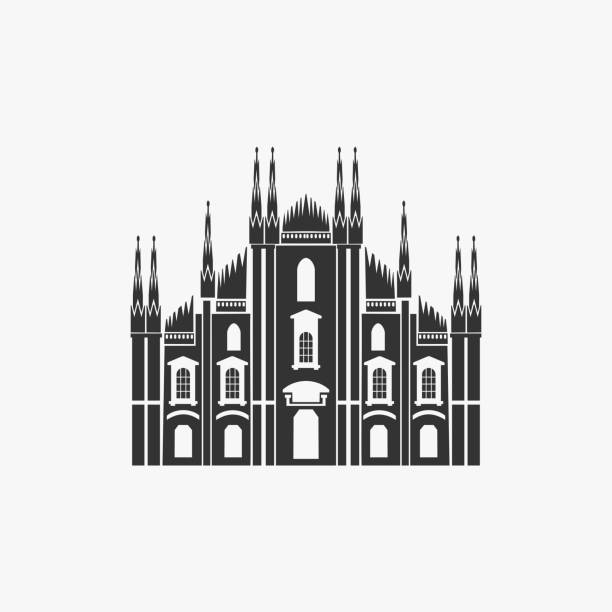 ilustraciones, imágenes clip art, dibujos animados e iconos de stock de ilustración de vector de catedral de milán - catedral
