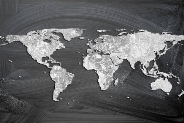 istock world map from a cracked stone wall on the blackboard background grunge style 916795888