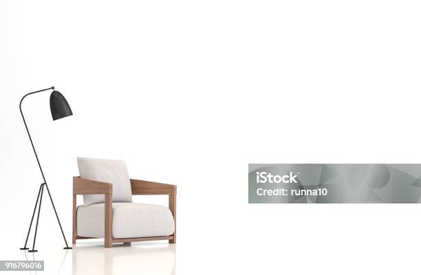 White Fabric Armchair On White Background 3d Rendering Image Stock Photo - Download Image Now