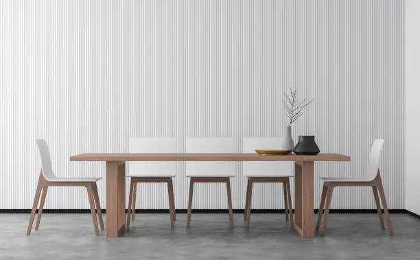 Photo of Minimal style dining room 3d rendering image