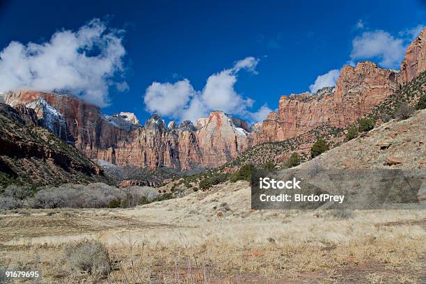 Zions Parco Nazionale Di Blu Sky Dopo Neve Molto Forte - Fotografie stock e altre immagini di A bioccoli