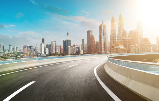 Motion curvy flyover asphalt highway road