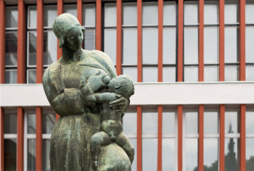 Sculpture of a mother breastfeeding her child, made by Ivan Meštrović, exposed in front of the hospital in Split (Croatia). The sculpture is in public place in Split since 1954. Another  is located  in Zagreb exposed 20 years earlier.