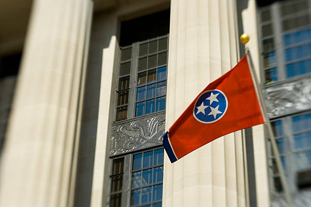 Tennessee Flag on Courthouse stock photo