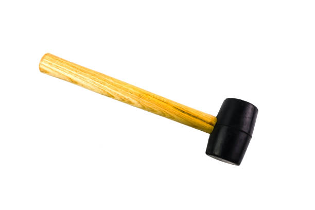 istock Wooden handle hammer with black rubber head 916817598