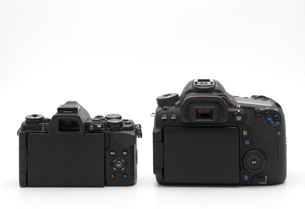 istock Back View of Mirrorless Camera and DSLR Camera Isolated on White Background 916817632