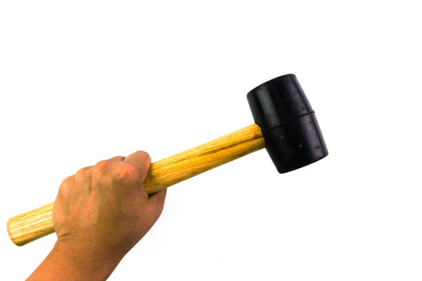 istock Wooden handle hammer with black rubber head 916817672